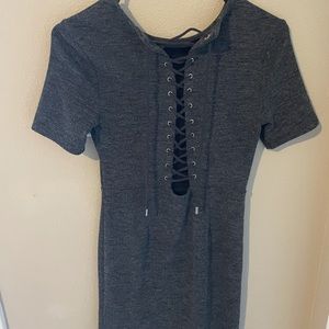 Gray Short Dress with Ties